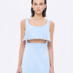 فستان سهرة طويل برقبة حبال مطرزة بالخرز وشق - 2006C