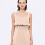 فستان سهرة طويل برقبة حبال مطرزة بالخرز وشق - 2006C