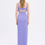 فستان سهرة طويل برقبة حبال مطرزة بالخرز وشق - 2006C