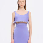 فستان سهرة طويل برقبة حبال مطرزة بالخرز وشق - 2006C