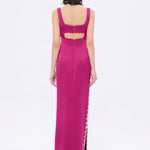 فستان سهرة طويل برقبة حبال مطرزة بالخرز وشق - 2006C