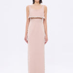 فستان سهرة طويل برقبة حبال مطرزة بالخرز وشق - 2006C