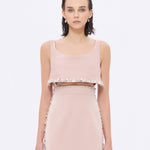 فستان سهرة طويل برقبة حبال مطرزة بالخرز وشق - 2006C