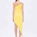 Asymmetric Strapless Neck Slit Evening Dress - 1011C