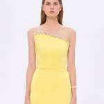 Asymmetric Strapless Neck Slit Evening Dress - 1011C