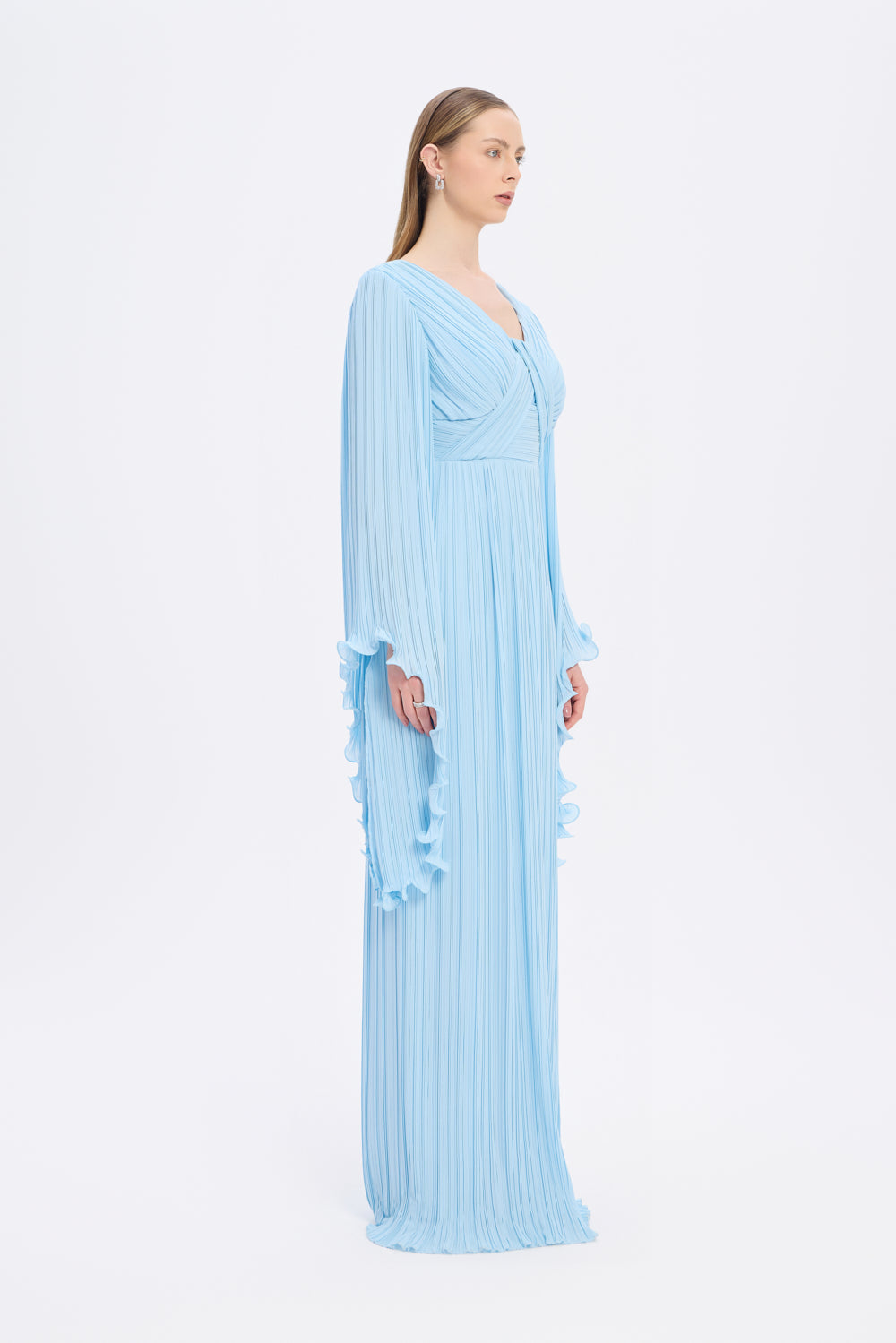 Judge Collar Bat Sleeve Long Evening Dress - 1022C