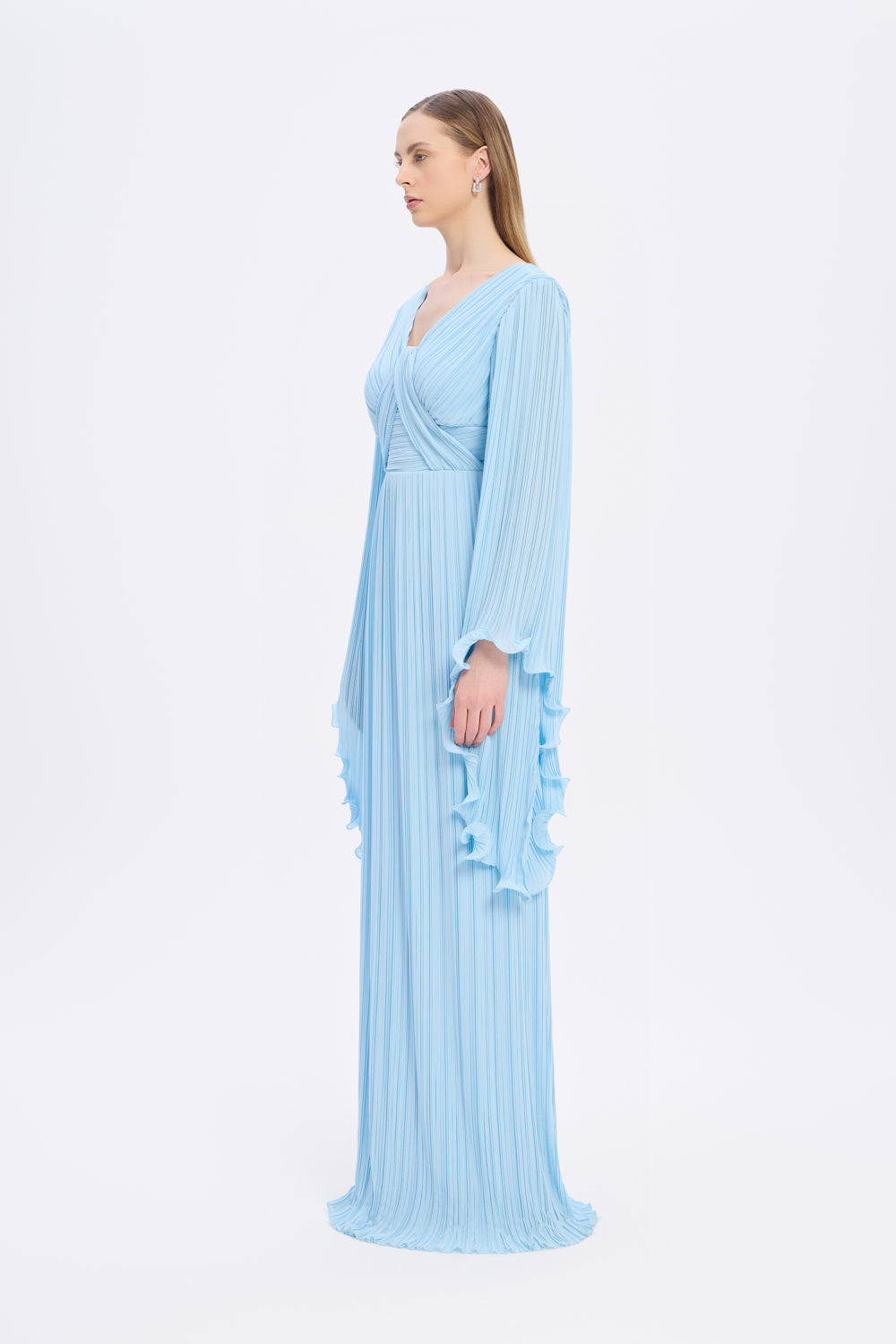 Judge Collar Bat Sleeve Long Evening Dress - 1022C