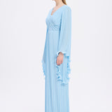 Judge Collar Bat Sleeve Long Evening Dress - 1022C