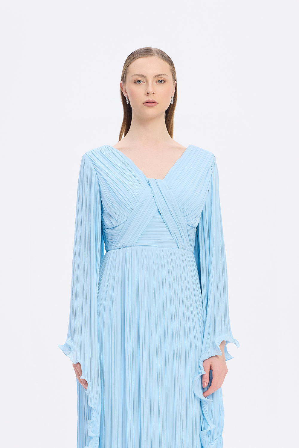 Judge Collar Bat Sleeve Long Evening Dress - 1022C