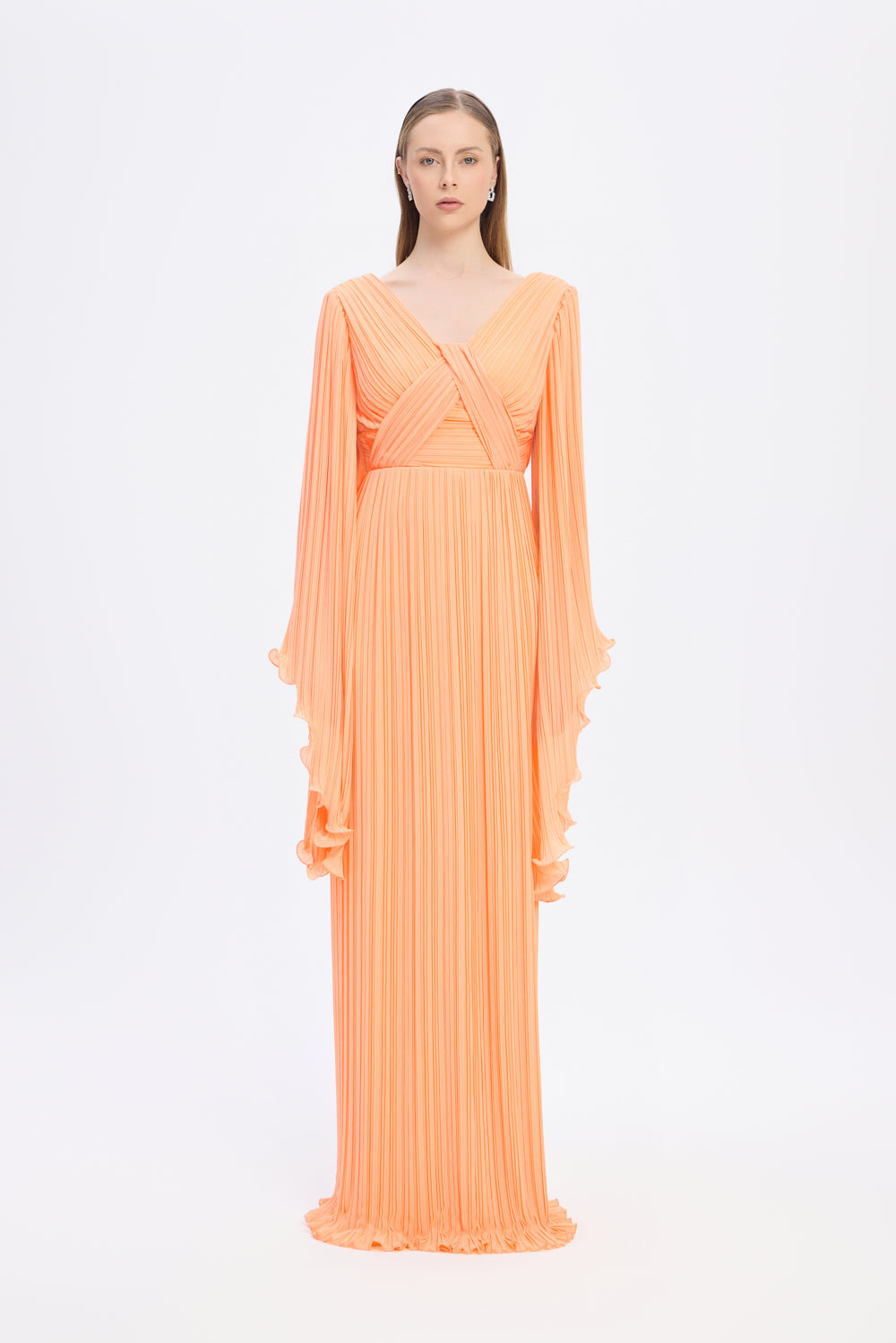 Judge Collar Bat Sleeve Long Evening Dress - 1022C
