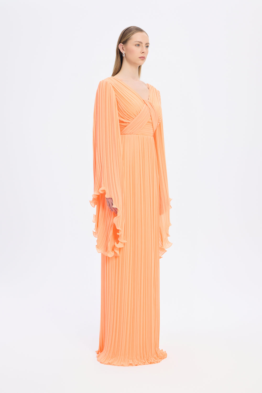 Judge Collar Bat Sleeve Long Evening Dress - 1022C