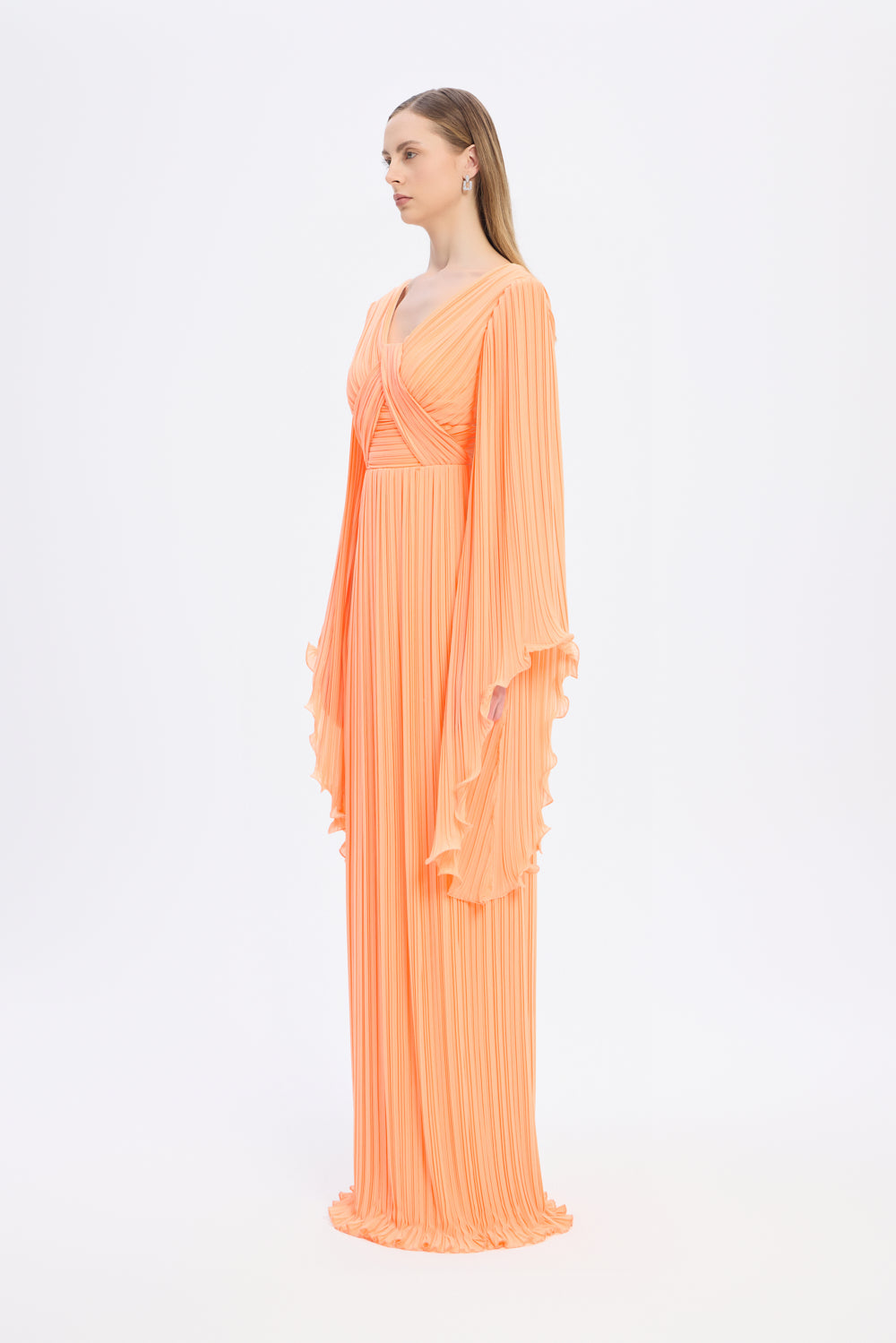 Judge Collar Bat Sleeve Long Evening Dress - 1022C