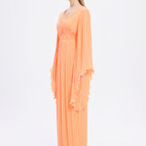 Judge Collar Bat Sleeve Long Evening Dress - 1022C