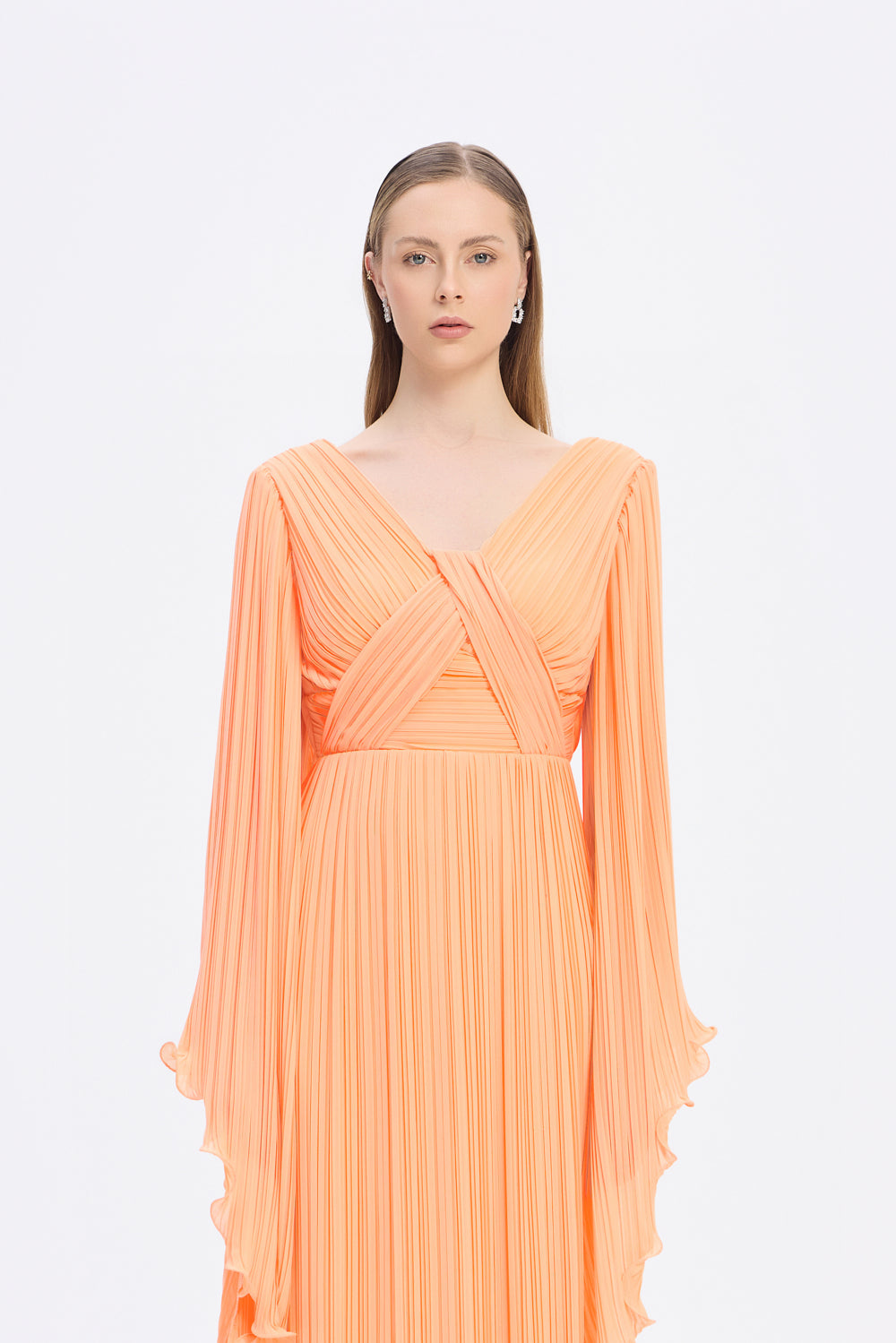 Judge Collar Bat Sleeve Long Evening Dress - 1022C