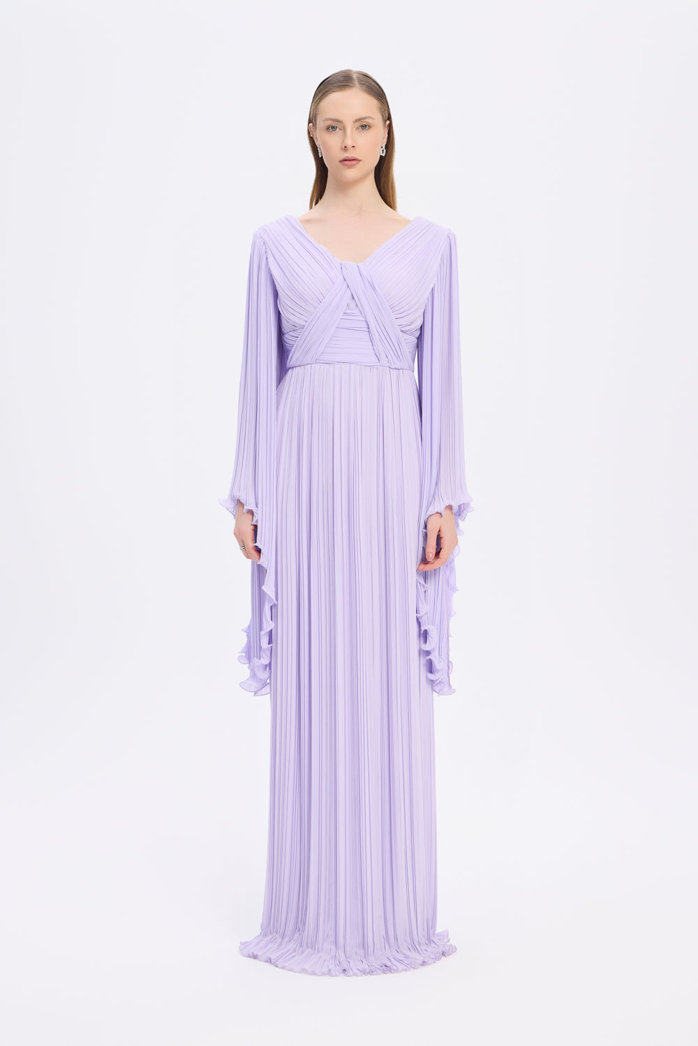 Judge Collar Bat Sleeve Long Evening Dress - 1022C