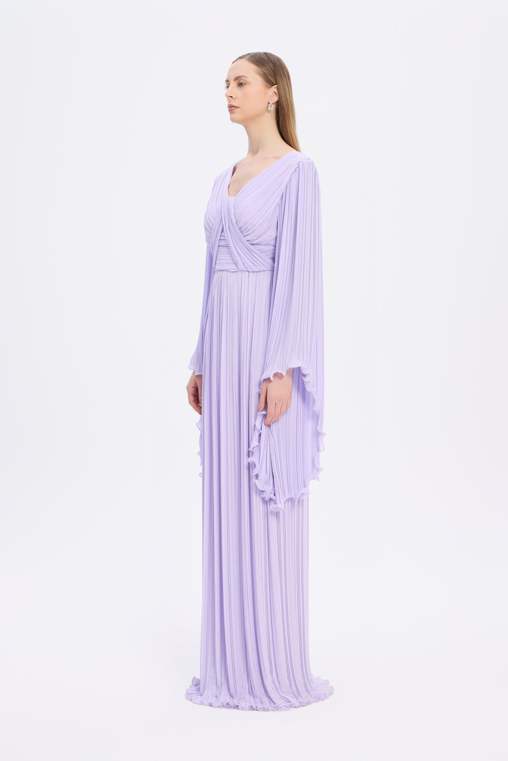 Judge Collar Bat Sleeve Long Evening Dress - 1022C