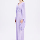 Judge Collar Bat Sleeve Long Evening Dress - 1022C