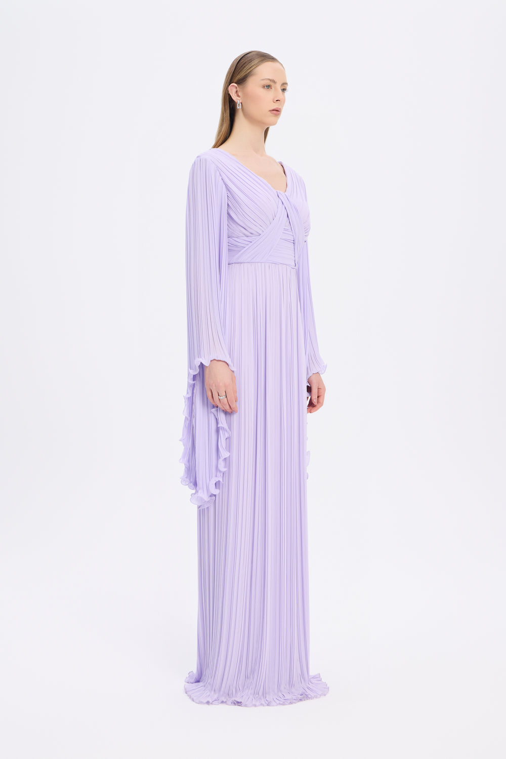 Judge Collar Bat Sleeve Long Evening Dress - 1022C