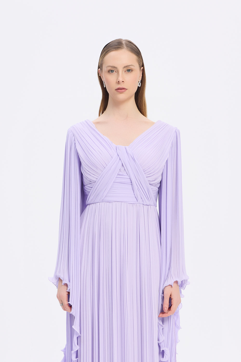 Judge Collar Bat Sleeve Long Evening Dress - 1022C