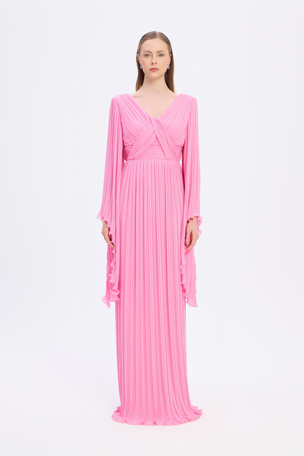 Judge Collar Bat Sleeve Long Evening Dress - 1022C