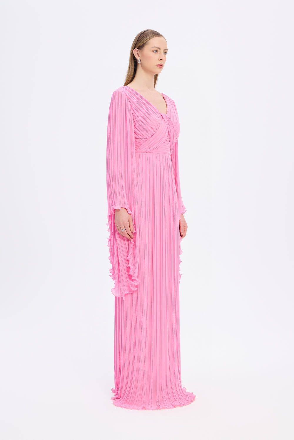 Judge Collar Bat Sleeve Long Evening Dress - 1022C
