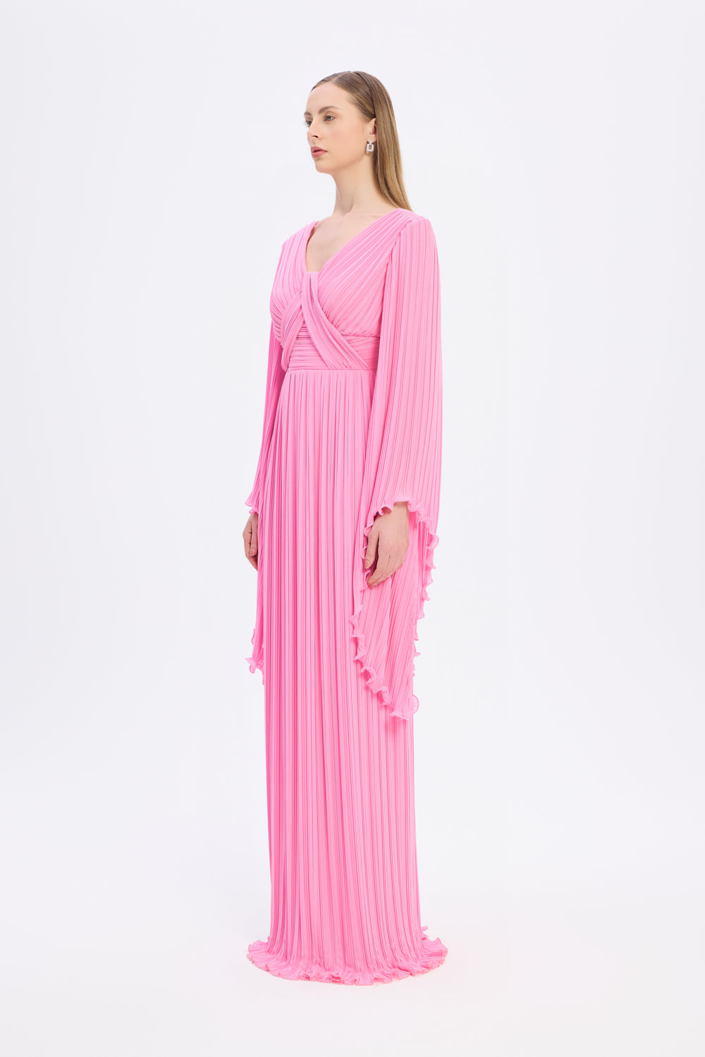 Judge Collar Bat Sleeve Long Evening Dress - 1022C