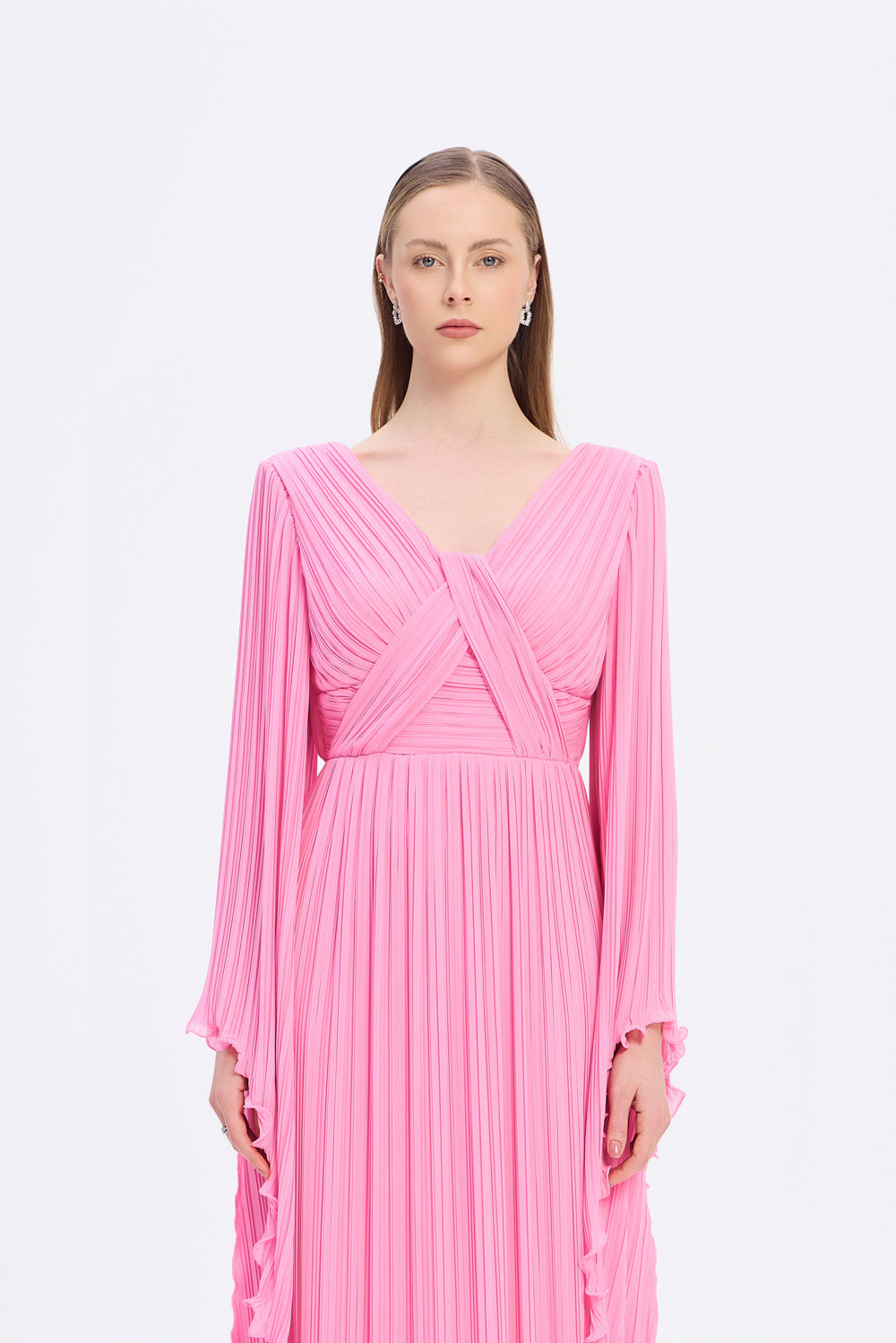 Judge Collar Bat Sleeve Long Evening Dress - 1022C