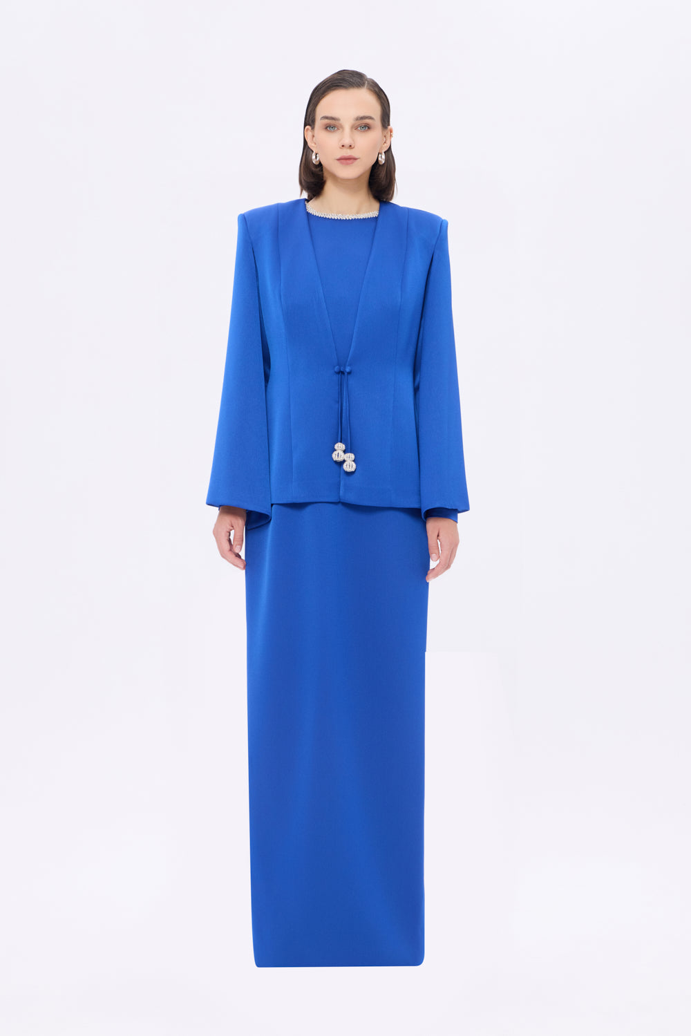Stone Embroidery Detailed Evening Dress & Jacket Set - 9018C