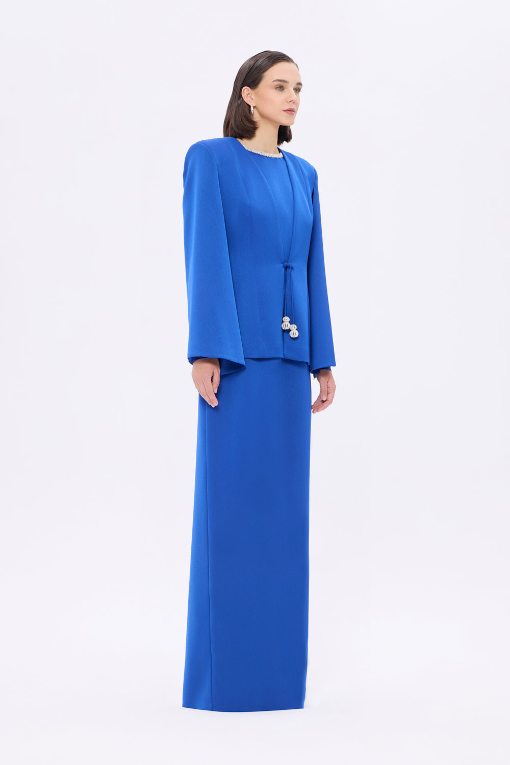 Stone Embroidery Detailed Evening Dress & Jacket Set - 9018C