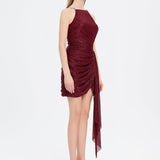 Mini Evening Dress with Stone Drape Detail - 9009C