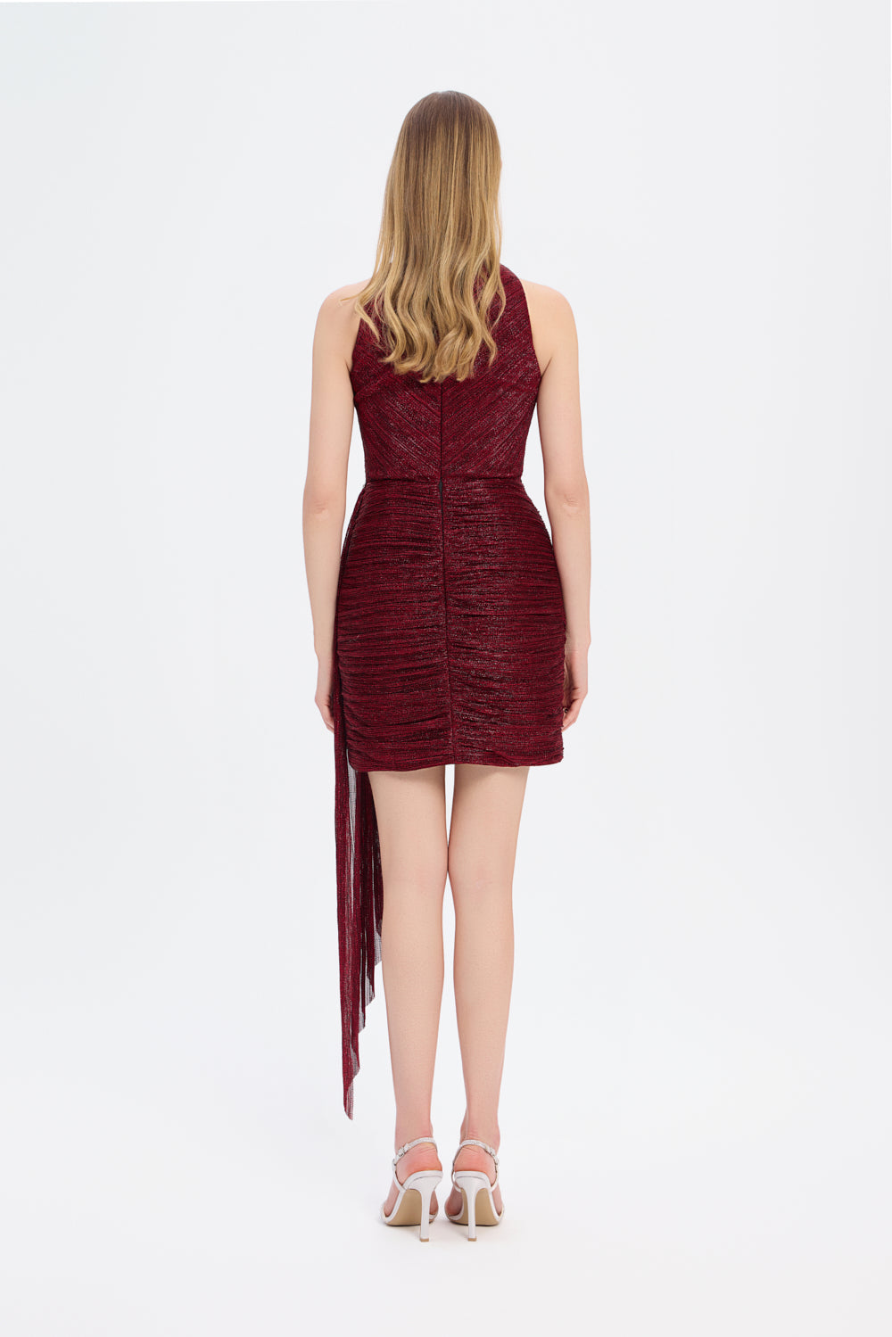 Mini Evening Dress with Stone Drape Detail - 9009C