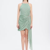 Mini Evening Dress with Stone Drape Detail - 9009C