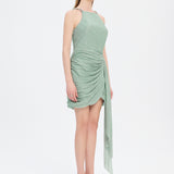 Mini Evening Dress with Stone Drape Detail - 9009C