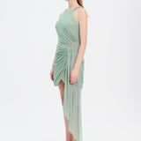 Mini Evening Dress with Stone Drape Detail - 9009C