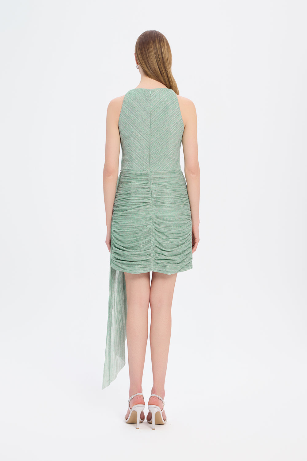 Mini Evening Dress with Stone Drape Detail - 9009C