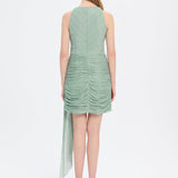 Mini Evening Dress with Stone Drape Detail - 9009C