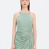 Mini Evening Dress with Stone Drape Detail - 9009C