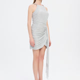 Mini Evening Dress with Stone Drape Detail - 9009C