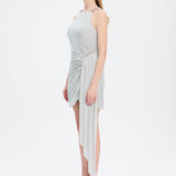 Mini Evening Dress with Stone Drape Detail - 9009C