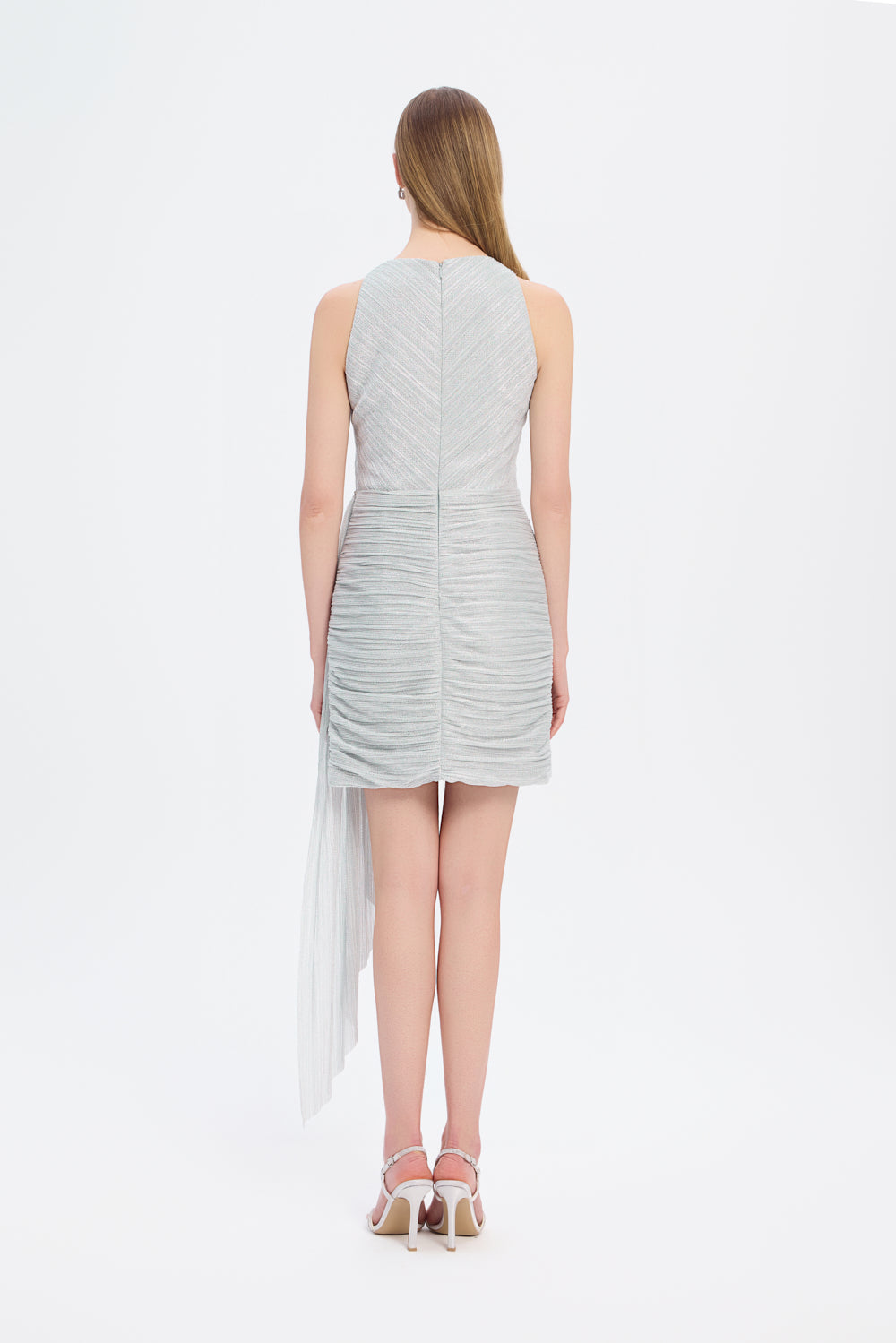 Mini Evening Dress with Stone Drape Detail - 9009C