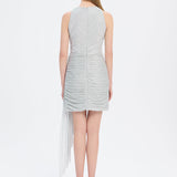 Mini Evening Dress with Stone Drape Detail - 9009C