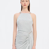 Mini Evening Dress with Stone Drape Detail - 9009C