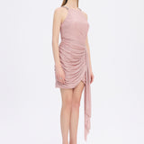 Mini Evening Dress with Stone Drape Detail - 9009C
