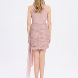 Mini Evening Dress with Stone Drape Detail - 9009C