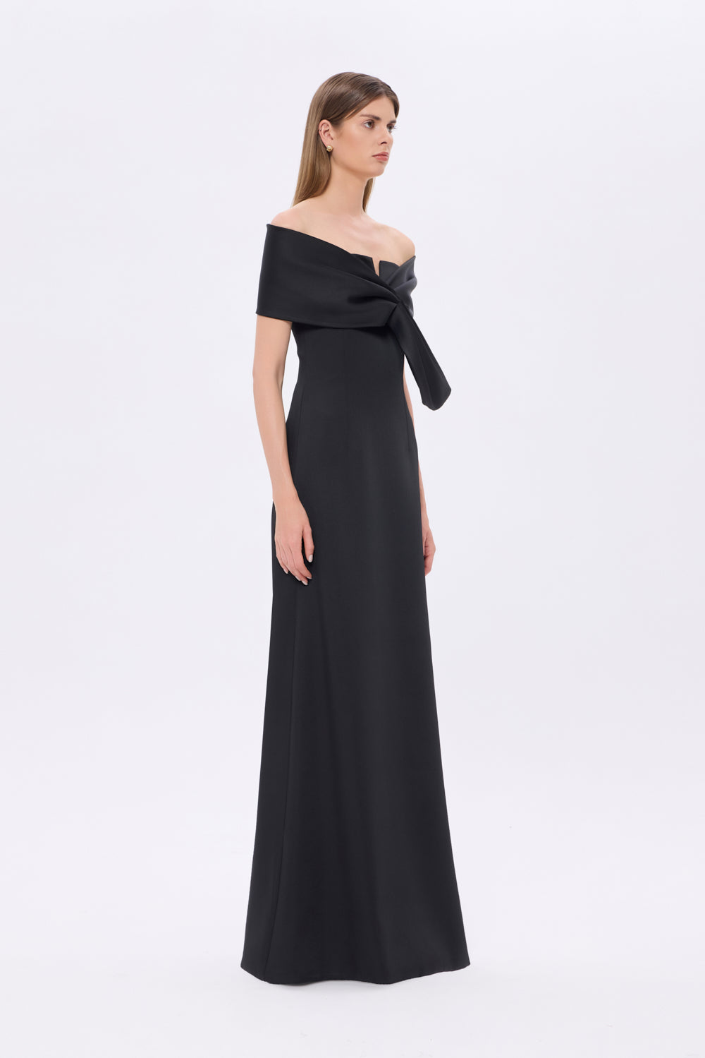 Shawl Strapless Collar Satin Long Evening Dress - 9056C