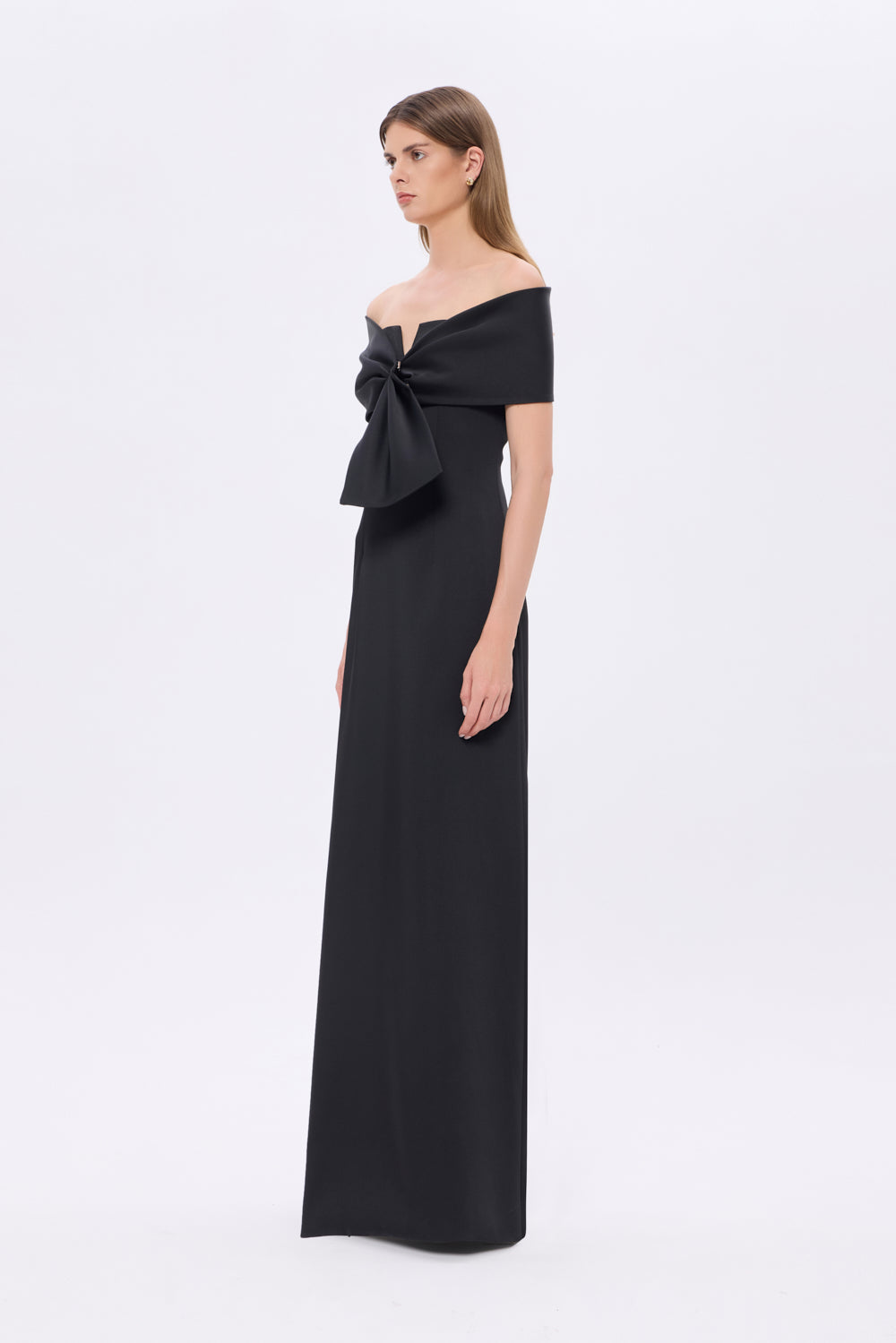 Shawl Strapless Collar Satin Long Evening Dress - 9056C