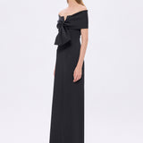 Shawl Strapless Collar Satin Long Evening Dress - 9056C