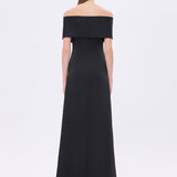 Shawl Strapless Collar Satin Long Evening Dress - 9056C
