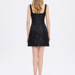Straps Square Neck Stone Mini Evening Dress - 9172C