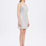Straps Square Neck Stone Mini Evening Dress - 9172C